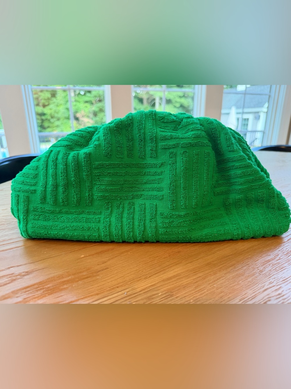 Plush Geometric Textured Oversize Clutch in Green